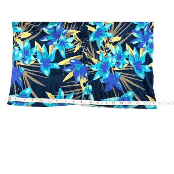 Merona Womens Blue Floral Cardigan Sweater XL - Picture 8 of 16